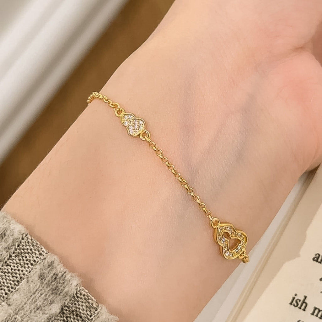 Gourd Sterling Silver 925 Bracelet Female Niche Design Light Luxury Fu Lu Double Full Bracelet Ins High-Grade Zircon Bracelet