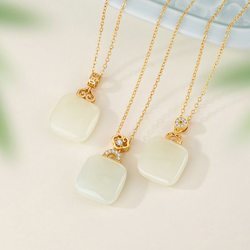 Collana in argento sterling 925 – nuvola e ruyi e giada Hetian