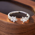 Meteor Shower Sterling Silver 925 Ring Female Fashion Versatile Star Zircon Plain Ring Ins Style Sweet Five-Pointed Star Ring