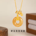 Fu Lu Double Full Sterling Silver 925 Necklace Women's Light Luxury Copper Coin Sugar Red Agate Clavicle Chain Ins Style Gourd Pendant