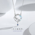 Unicorn Sterling Silver 925 Necklace Female Niche Design Light Luxury Glass Stone Moon Clavicle Chain Ins Star Pendant