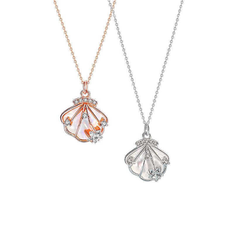 Original Chuangyi Beizi Sterling Silver 925 Necklace Female Niche Design Valentine's Day Light Luxury Ins Style Shell Clavicle Chain