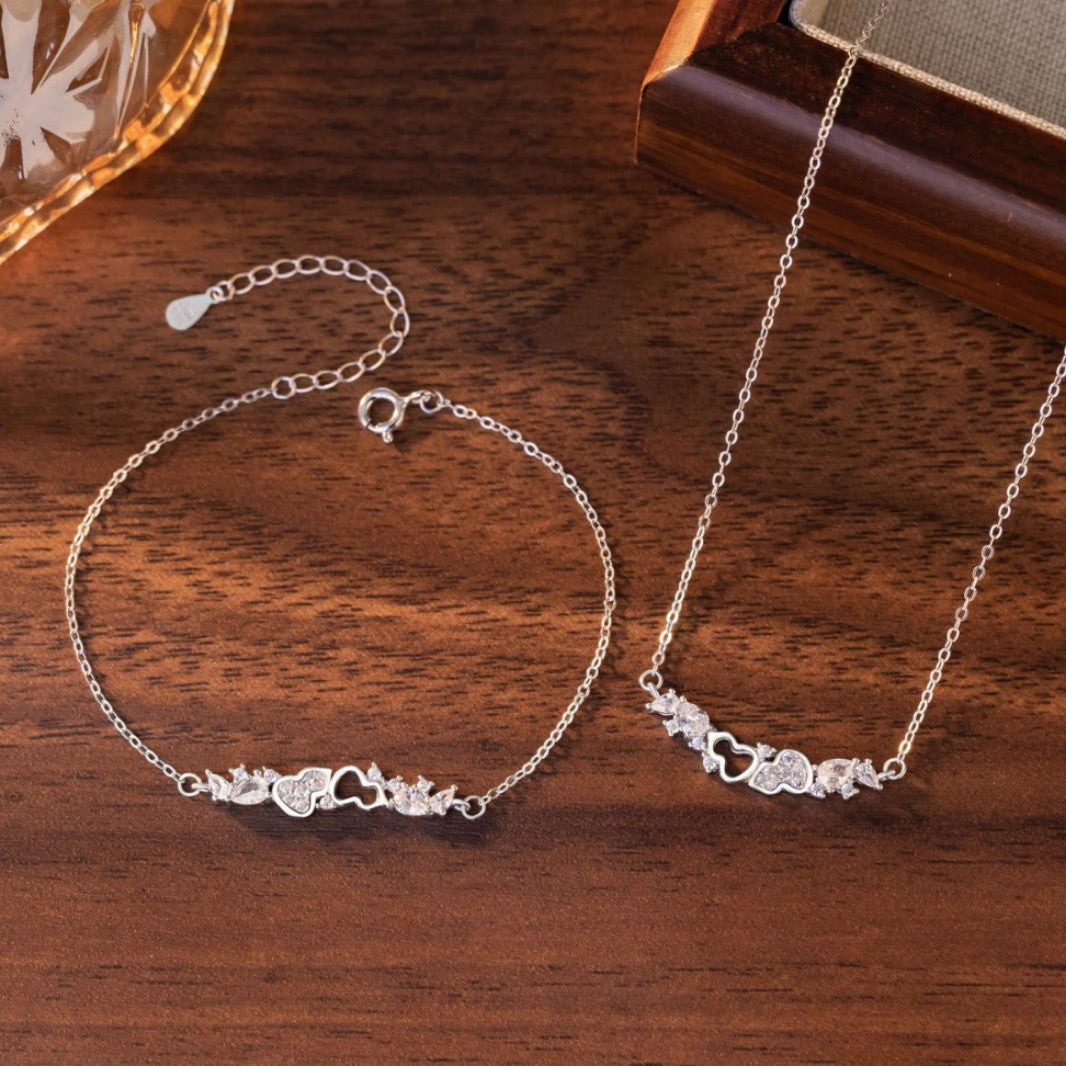 Gourd Pure Silver 999 Necklace Female Niche Design Light Luxury Star Zircon Clavicle Chain Small Red Book Same Pendant
