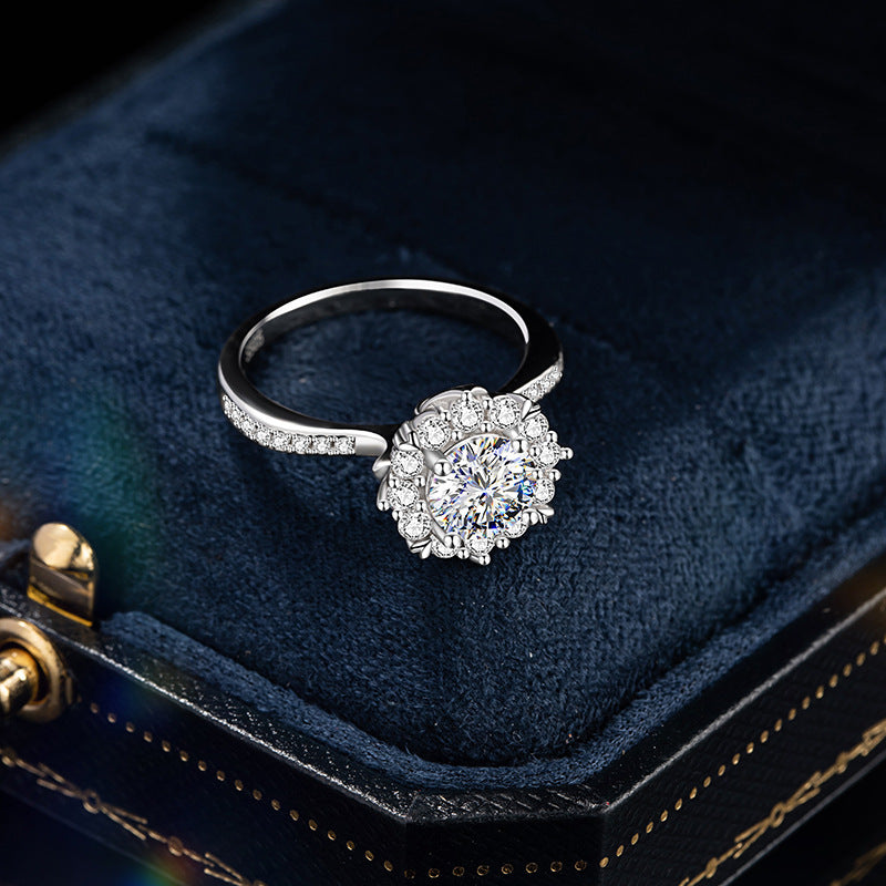 Romantic Star River Sterling Silver 925 Diamond Ring Women's Light Luxury Proposal Wedding Ring Ins Style Love Ring