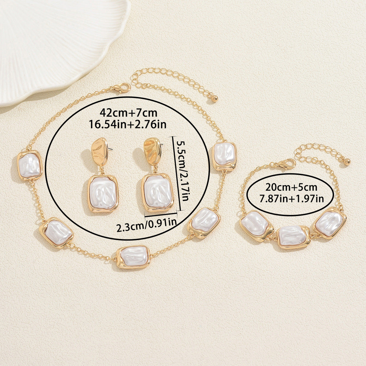 Rounded Rectangle Pearl-Effect Jewelry — product image 4