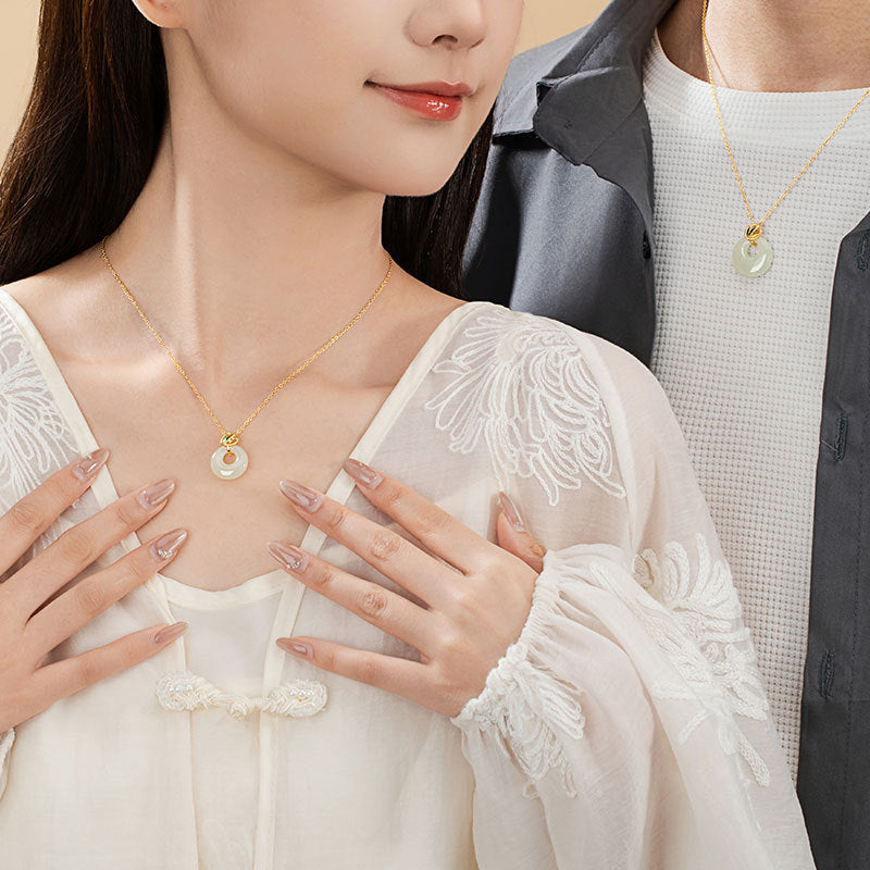 High-Rise Sterling Silver 925 Couple Necklace High-Grade Hetian Jade Bamboo Clavicle Chain Safety Buckle Bamboo Pendant
