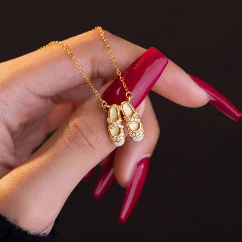 Ballet Shoes Sterling Silver 925 Necklace Female Niche Design Light Luxury Zircon Clavicle Chain Small Red Book Same Pendant