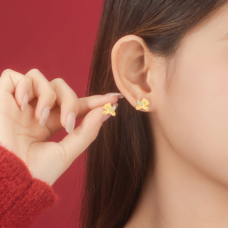 Sterling Silver Flower and Zodiac Stud Earrings – Zircon Accents