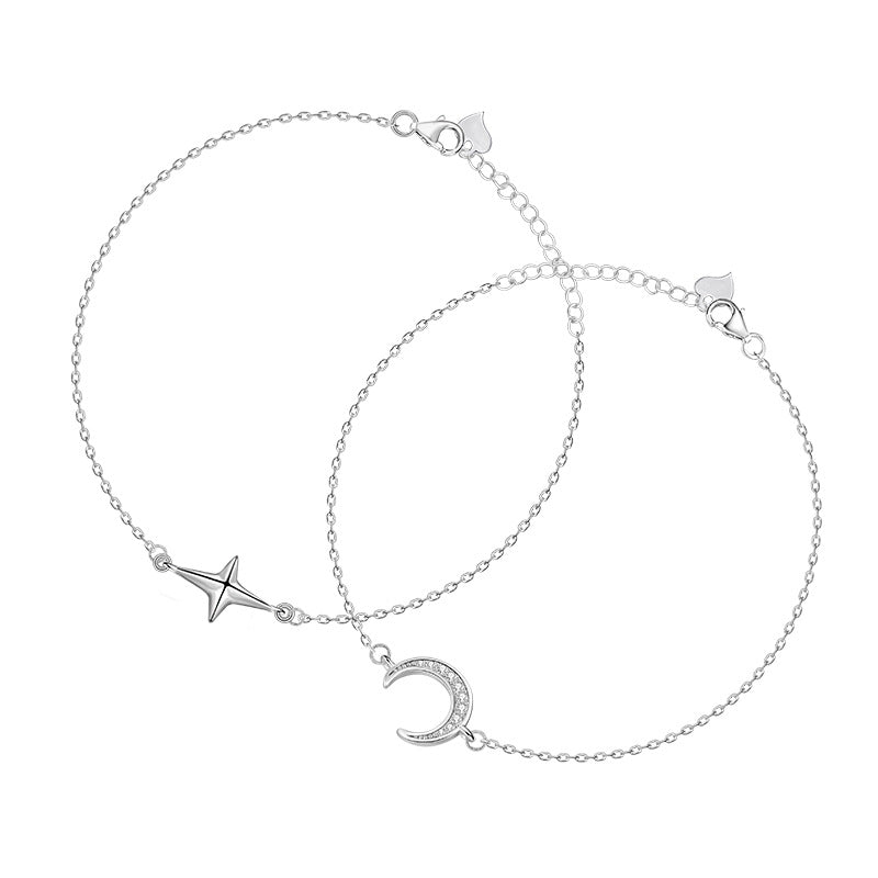 Sterling Silver Star & Moon Bracelet