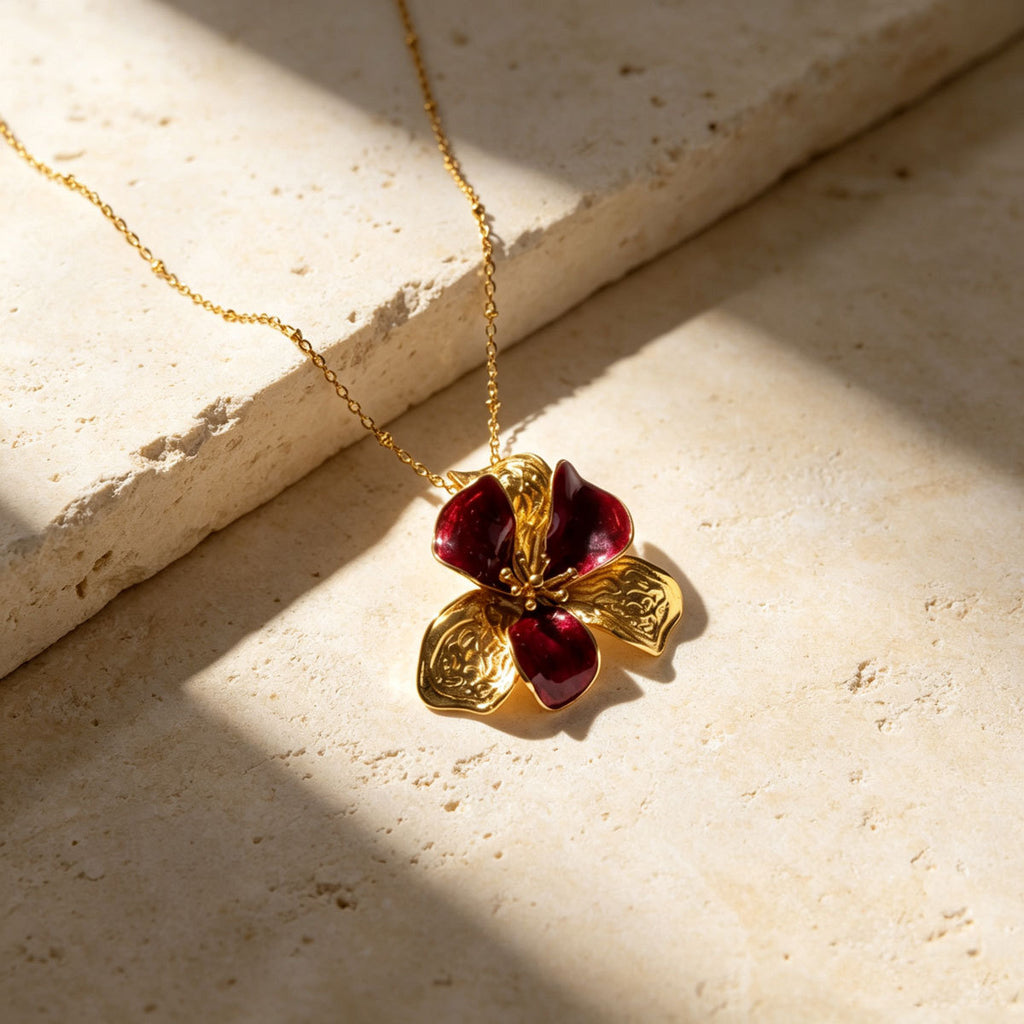 Burgundy Petal Flower Jewelry — product image 2
