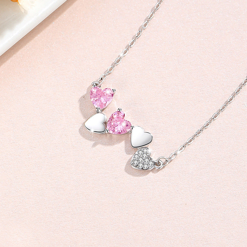 Sterling Silver Necklace – Pink Zircon