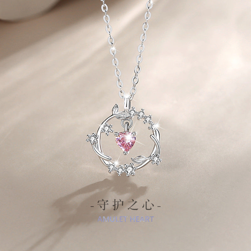 Sterling Silver Flower Necklace – Pink Zircon
