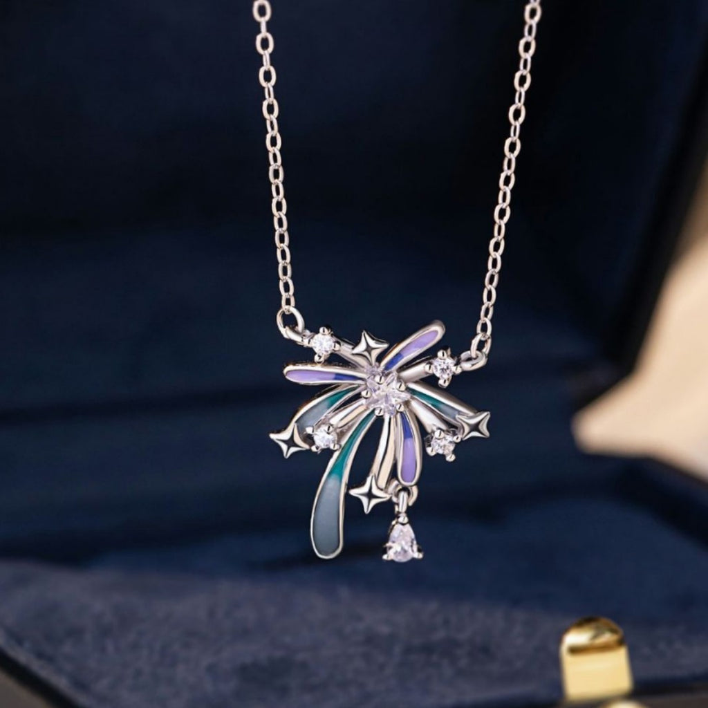 Romantic Fireworks Sterling Silver 925 Necklace Women's Light Luxury High-Grade Flower Clavicle Chain Ins Style Little Red Book Same Pendant