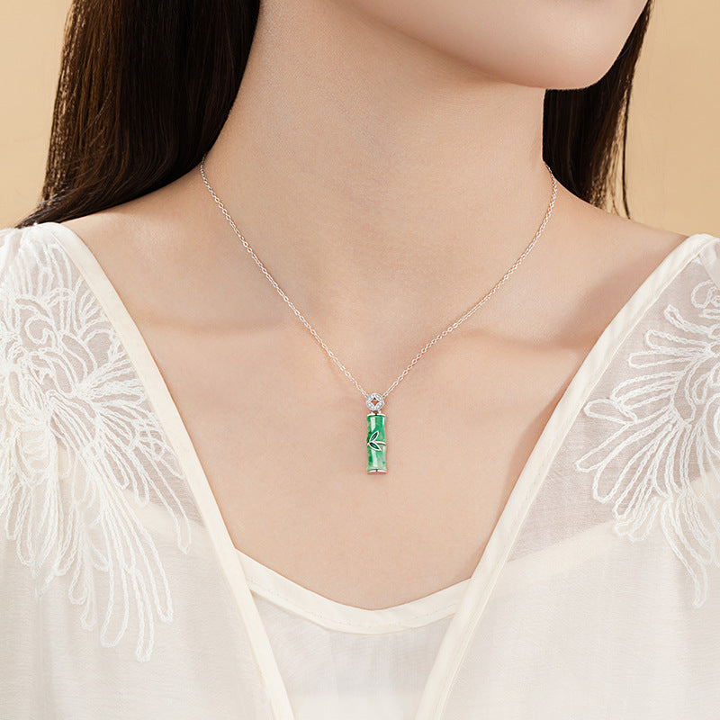 Sterling Silver Coin and Bamboo Necklace