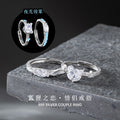 Fox 999 Pure Silver Luminous Couple Ring Men's and Women's Light Luxury High-Grade Zircon Ring Ins Wind Star Ring