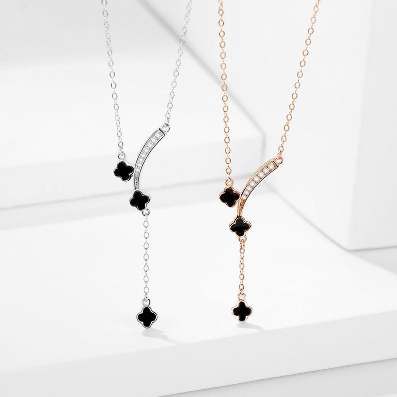 Original Clover Necklace Light Luxury Niche Pendant 925 Sterling Silver Clavicle Chain Ins Style Mori for Girlfriend