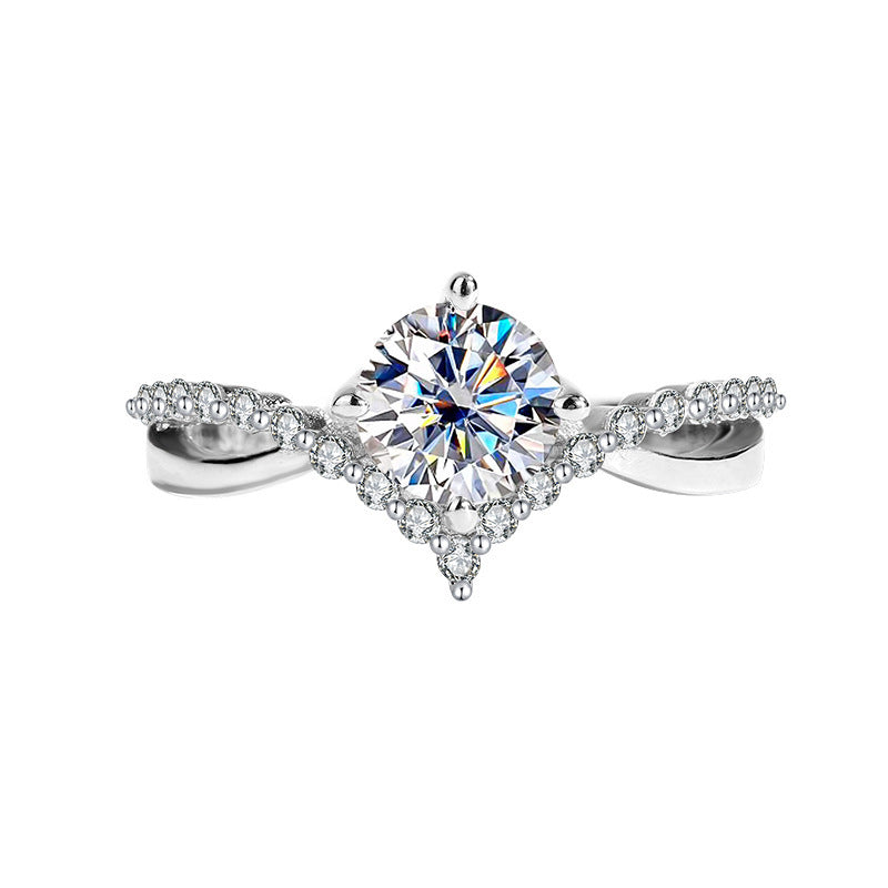 Crown Sterling Silver 925 Diamond Sterling Silver 925 Ring for Love Women's Light Luxury Style Proposal Wedding Crown Pair Ring
