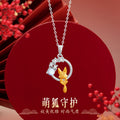 Sterling Silver Fox and Flower Necklace – Glass Detail