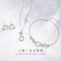 Butterfly Sterling Silver S925 Necklace Women's Simple Niche Personality Style Chalcedony Clavicle Chain Irregular Cold Style Pendant
