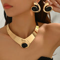 Black Oval Statement Collar Jewelry