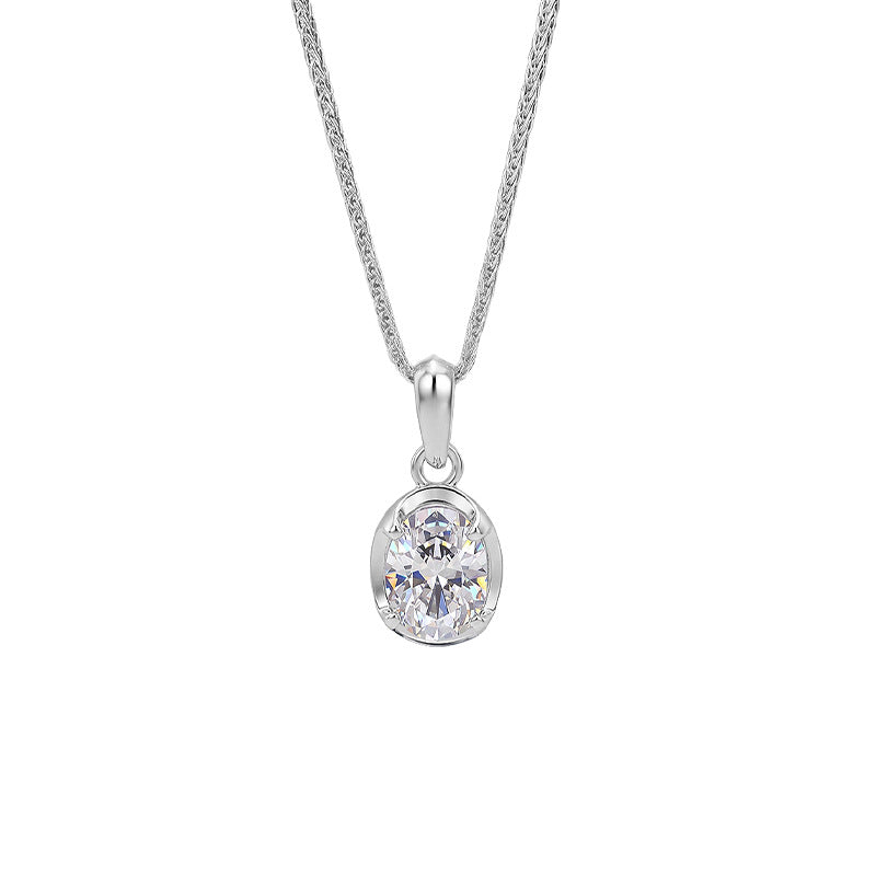S925 Sterling Silver Necklace Fashionable High-Grade UV Color-Changing Stone Creative Necklace Elegant Simple Pigeon Egg Pendant