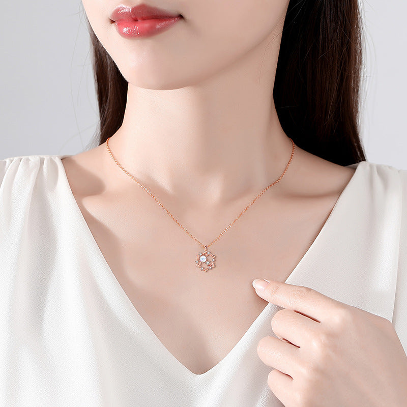 Sterling Silver Necklace – Zircon Accents