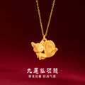 Fox Pure Silver 999 Necklace Female Niche Design Light Luxury Style Nine Tail Fox Clavicle Chain Ins Style Fox Fairy Pendant