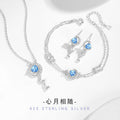 Moon Sterling Silver 925 Necklace Female Niche Design High-Grade Navy Blue Zircon Star Clavicle Chain Ins Love Pendant