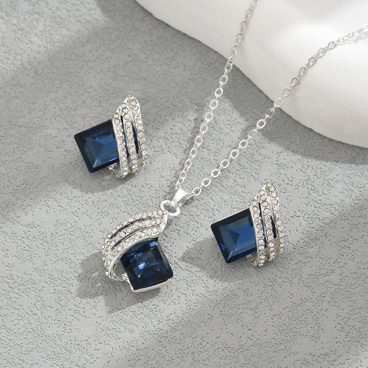 Dark Blue Geometric Drop Jewelry — product image 3