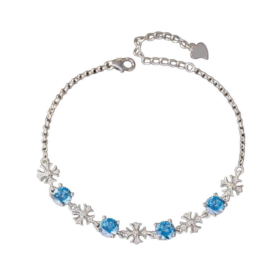 Armband aus 925er Sterlingsilber – Kreuz und Stern und Zirkonia-Akzente