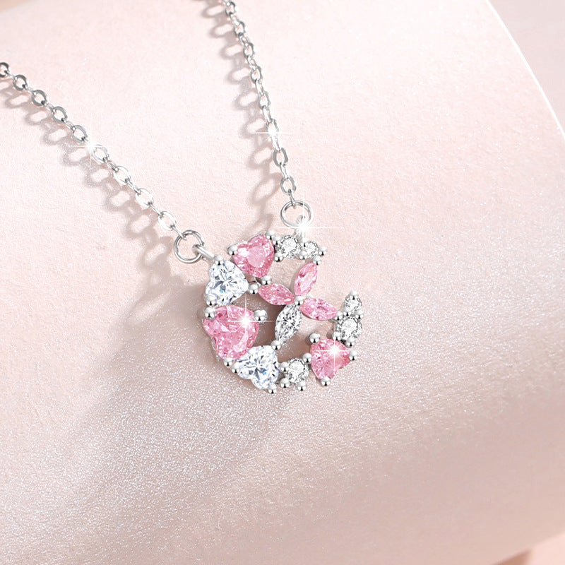Collana in argento sterling 925 – farfalla e zirconi rosa