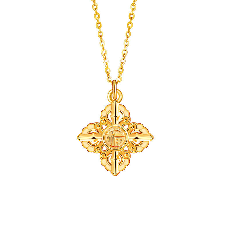 Diamond Pestle Sterling Silver 925 Necklace Light Luxury High-Grade Cross Flower Clavicle Chain Mother's Day Lucky Clover Pendant