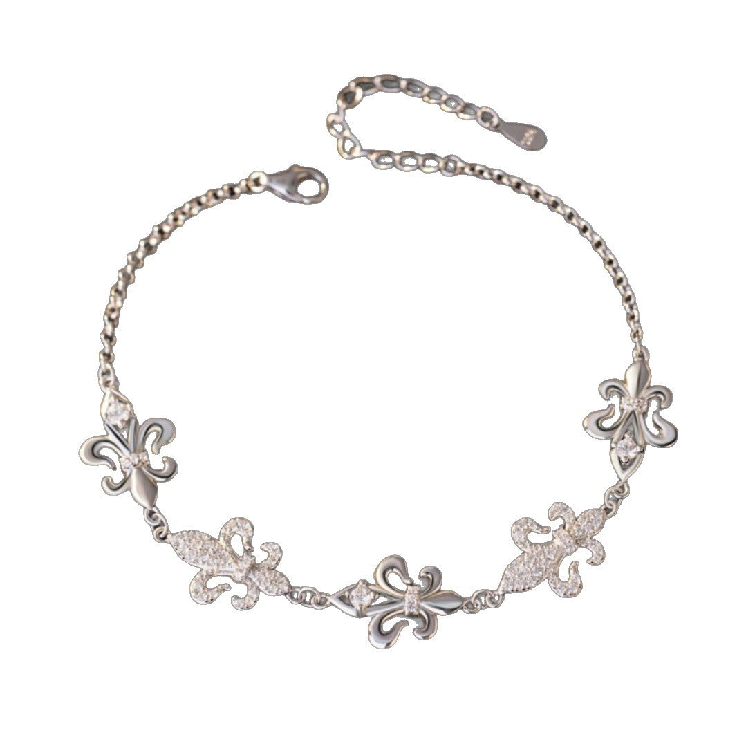 Iris Sterling Silver 925 Bracelet Female Niche Design Light Luxury Zircon Bracelet Ins Style Little Red Book Same Style Bracelet