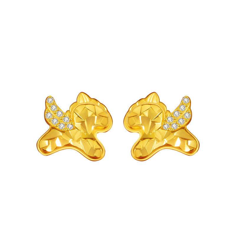 Sterling Silver Flower and Zodiac Stud Earrings – Zircon Accents