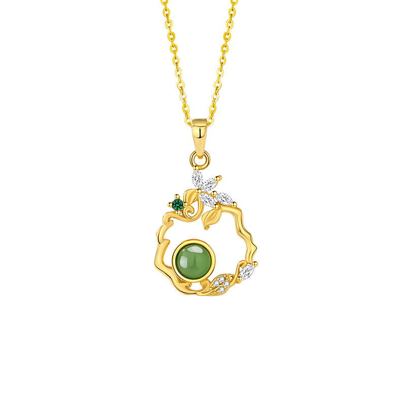 Collana in argento sterling 925 – fiore e farfalla e diaspro