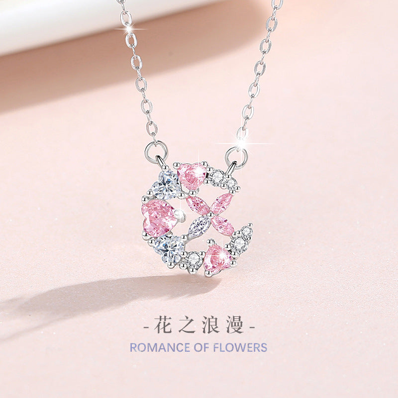 Collana in argento sterling 925 – farfalla e zirconi rosa