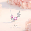 Butterfly Sterling Silver 925 Necklace Female Niche Light Luxury Sweet Style Pink Zircon Clavicle Chain Ins Style Love Pendant