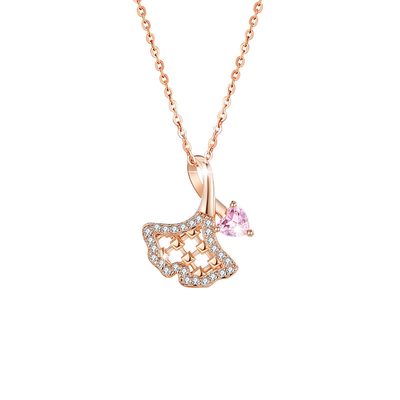 Sansheng Lucky Sterling Silver 925 Necklace Women's Fashion All-Match Zircon Clavicle Chain Get Things Ins Style Love Pendant