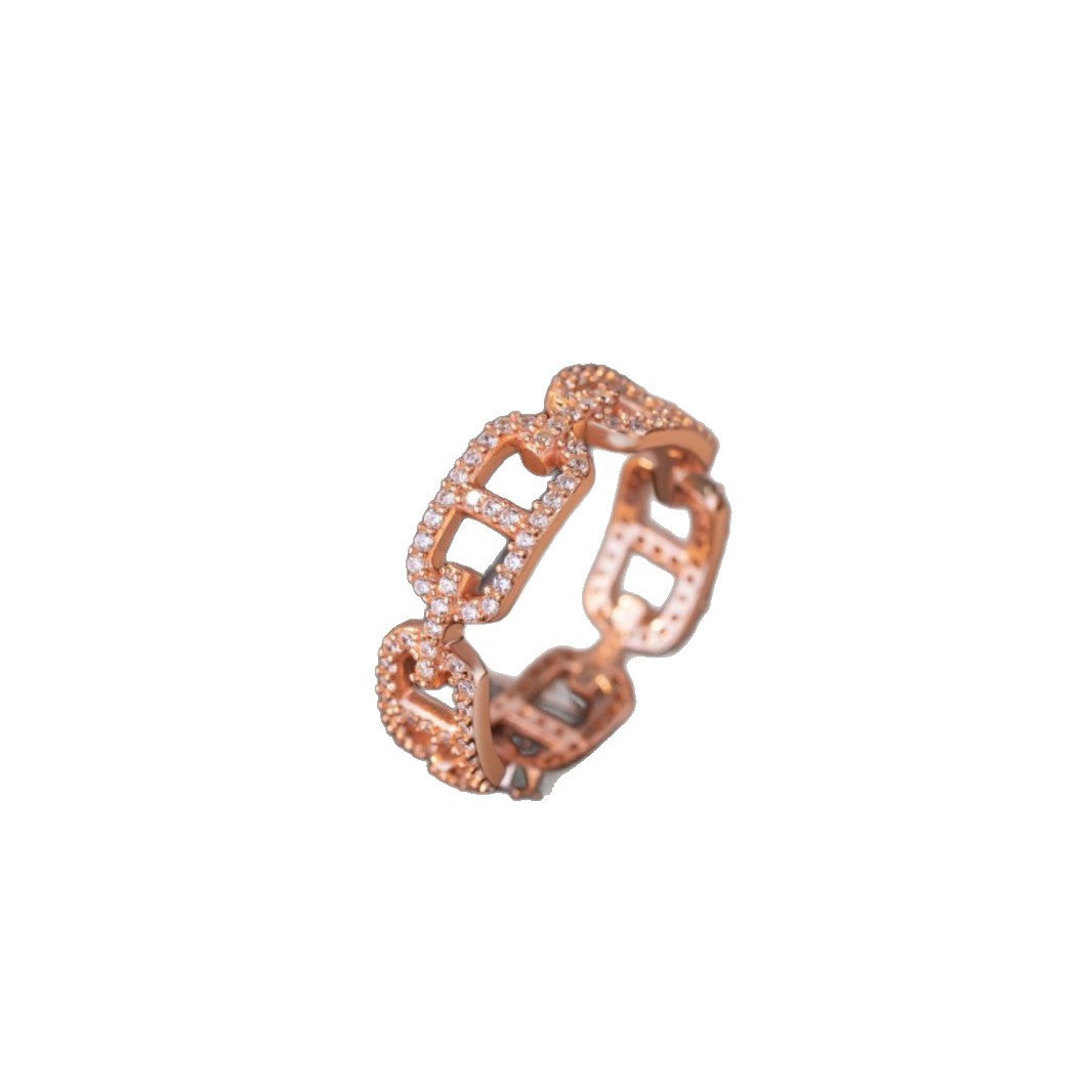 Pig Nose Buckle Sterling Silver 925 Ring Female Niche Design Light Luxury Zircon Ring Ins Little Red Book Same Style Ring