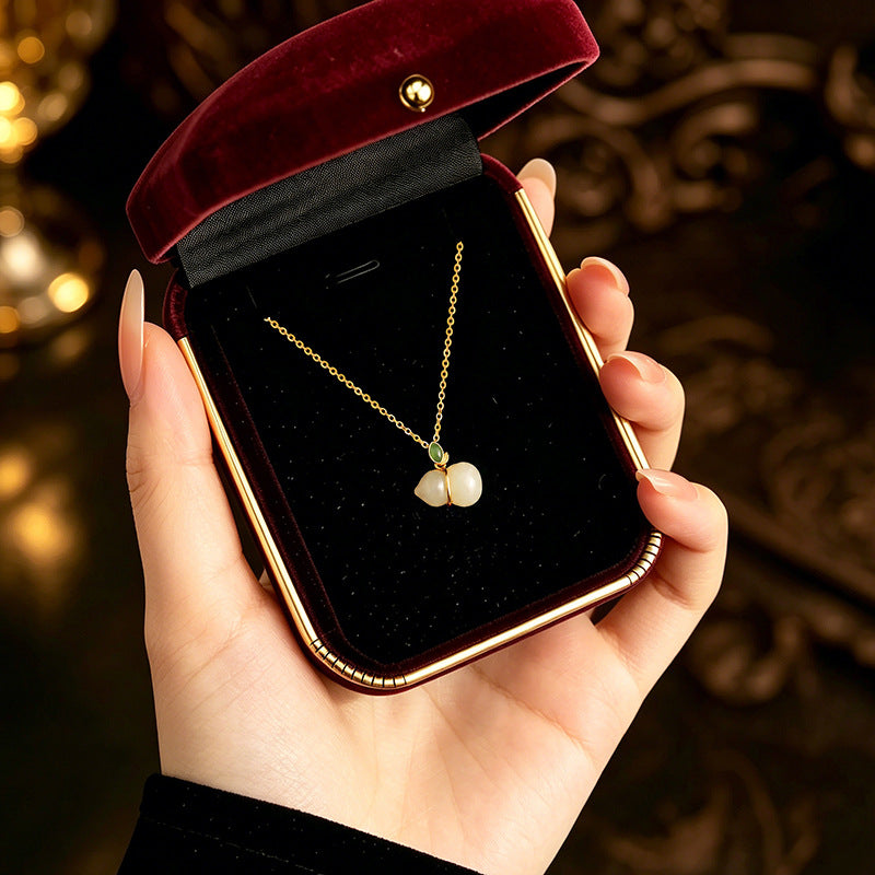 Sterling Silver Gourd Necklace – Hetian Jade