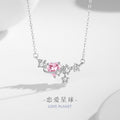 Sterling Silver Planet and Star Necklace – Pink Zircon
