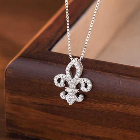 Iris Pure Silver 999 Necklace Women's Light Luxury High-Grade Zircon Flower Clavicle Chain Ins Little Red Book Same Pendant