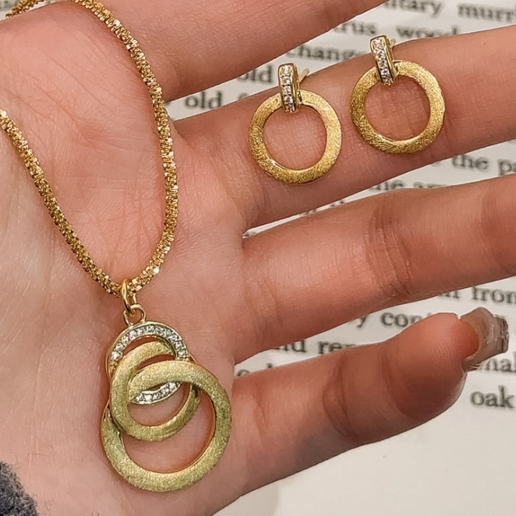 Ring Buckle Sterling Silver 925 Necklace Light Luxury High-Grade Brushed Double Ring Sweater Chain Ins Mobius Ring Pendant