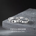 Cross Sterling Silver 925 Couple Ring Men's and Women's Fashion All-Match Star Ring Valentine's Day Broken Ice Pair Ring