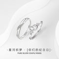 Light Luxury Couple Ring S925 Sterling Silver Japanese and Korean Trendy Student Niche Love White Crystal Design Open Mouth Ring