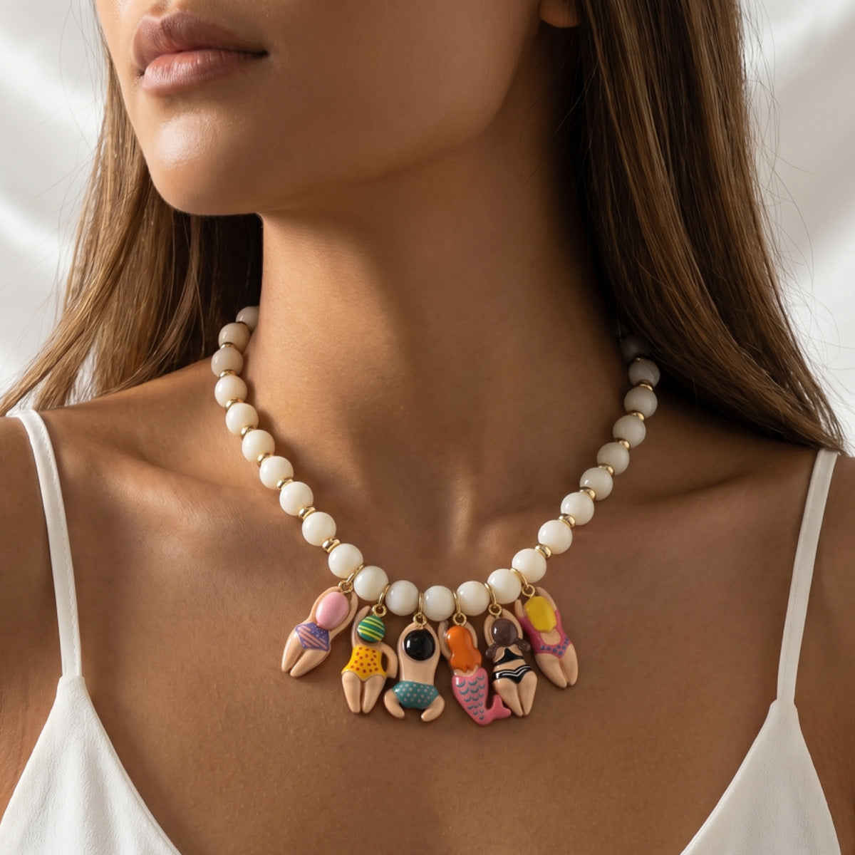 Colorful Doll Charm Necklace