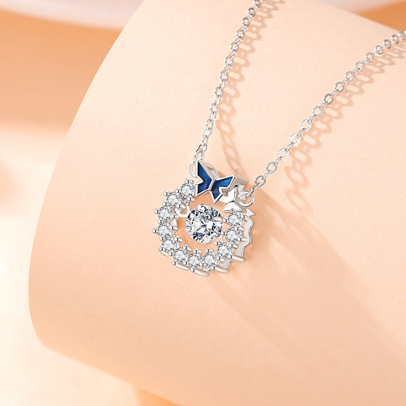 Bow Sterling Silver 925 Smart Necklace Niche Design Light Luxury Zircon Clavicle Chain Ins Style Flower Pendant
