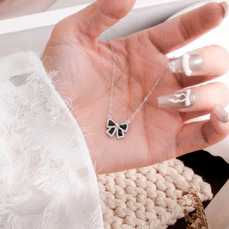 S925 Sterling Silver Necklace Bracelet Ring Set High-Grade Peacock Bow Design Niche Light Luxury Gift Set