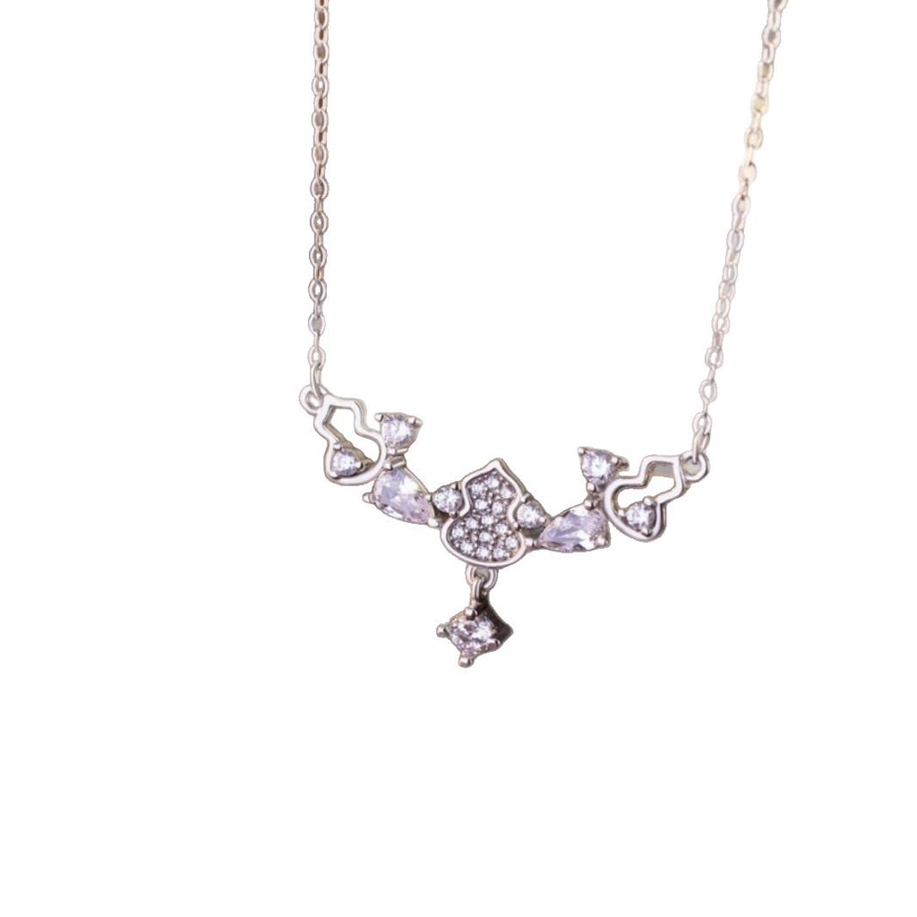 Gourd Sterling Silver 925 Necklace Women's Light Luxury High-Grade Star Zircon Clavicle Chain Small Red Book Fu Lu Double Full Pendant