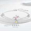 Planet Sterling Silver 925 Bracelet Women's Fashion All-Match Love Pink Diamond Bracelet Ins Style Star Crown Bracelet